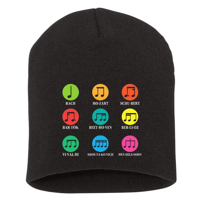 Classic Composers Classical Music Musical Notes Short Acrylic Beanie