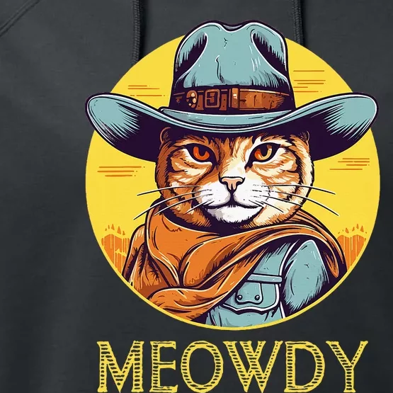 Cat Cowboy Cowgirl Halloween Meow Howdy Meowdy Performance Fleece Hoodie