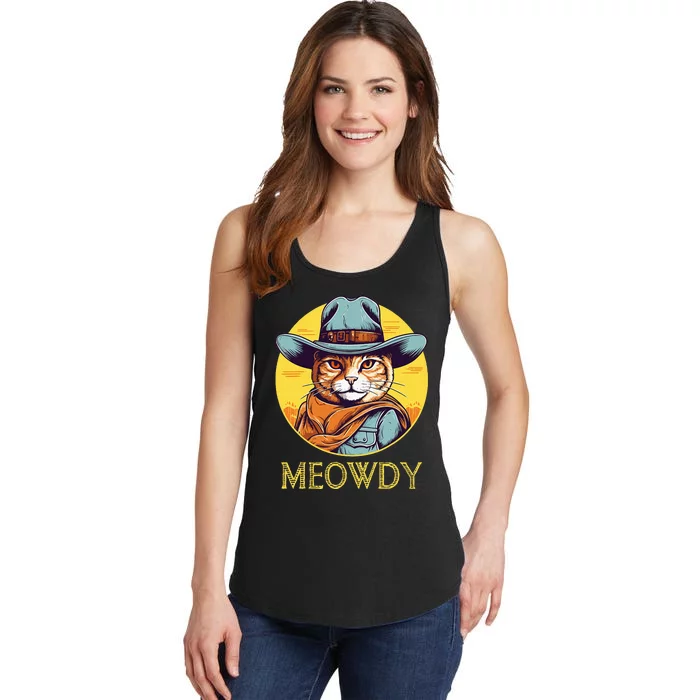 Cat Cowboy Cowgirl Halloween Meow Howdy Meowdy Ladies Essential Tank