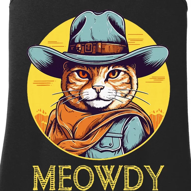 Cat Cowboy Cowgirl Halloween Meow Howdy Meowdy Ladies Essential Tank