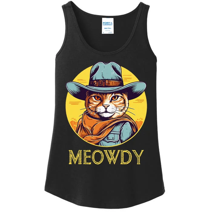 Cat Cowboy Cowgirl Halloween Meow Howdy Meowdy Ladies Essential Tank