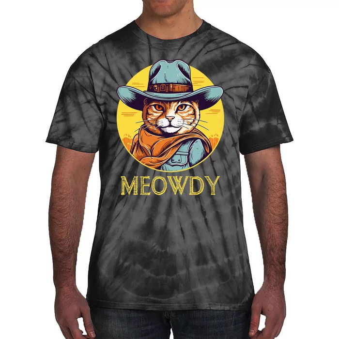 Cat Cowboy Cowgirl Halloween Meow Howdy Meowdy Tie-Dye T-Shirt