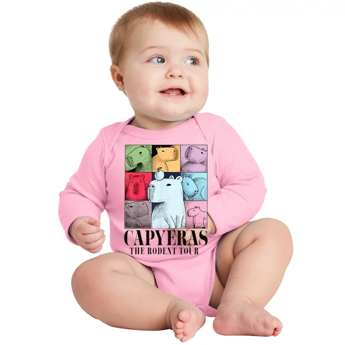 Cute Capybara Color Concert Animals Baby Long Sleeve Bodysuit