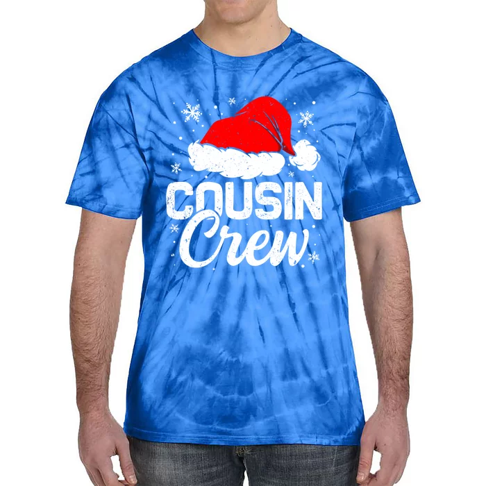 Christmas Cousin Crew Santa Hat Vintage Pajamas Family Xmas Cool Gift Tie-Dye T-Shirt