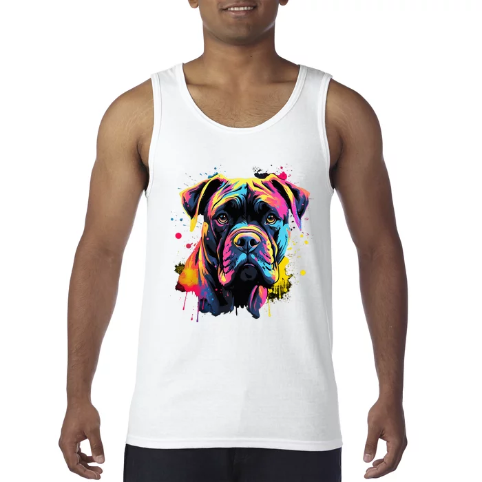 Cute Cane Corso Dog On Painted Cane Corso Tank Top