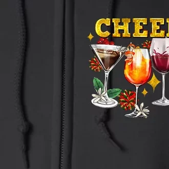 Cheers Christmas Cocktails Happy New Years Eve Party 2024 VNeck Full Zip Hoodie