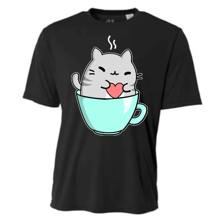 Cute Cat Coffee Lover Gift Cooling Performance Crew T-Shirt