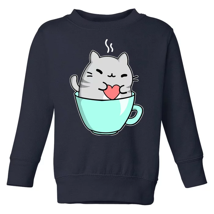 Cute Cat Coffee Lover Gift Toddler Sweatshirt