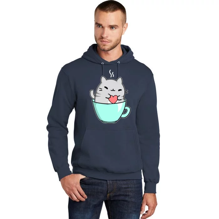 Cute Cat Coffee Lover Gift Tall Hoodie