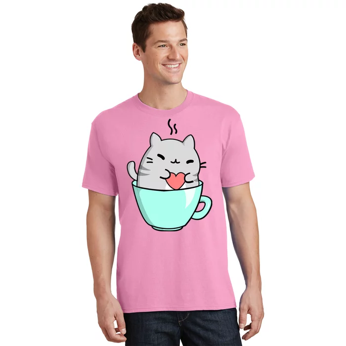 Cute Cat Coffee Lover Gift T-Shirt