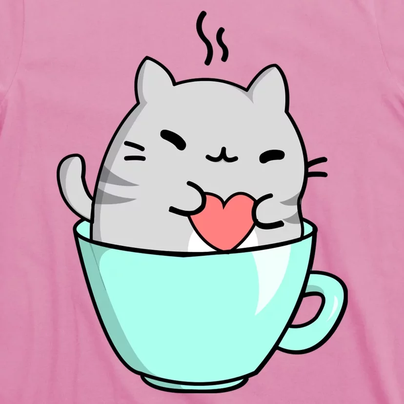 Cute Cat Coffee Lover Gift T-Shirt