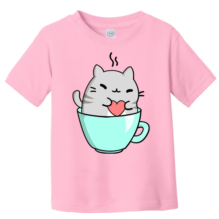 Cute Cat Coffee Lover Gift Toddler T-Shirt