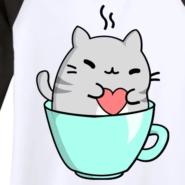 Cute Cat Coffee Lover Gift Women's Tri-Blend 3/4-Sleeve Raglan Shirt