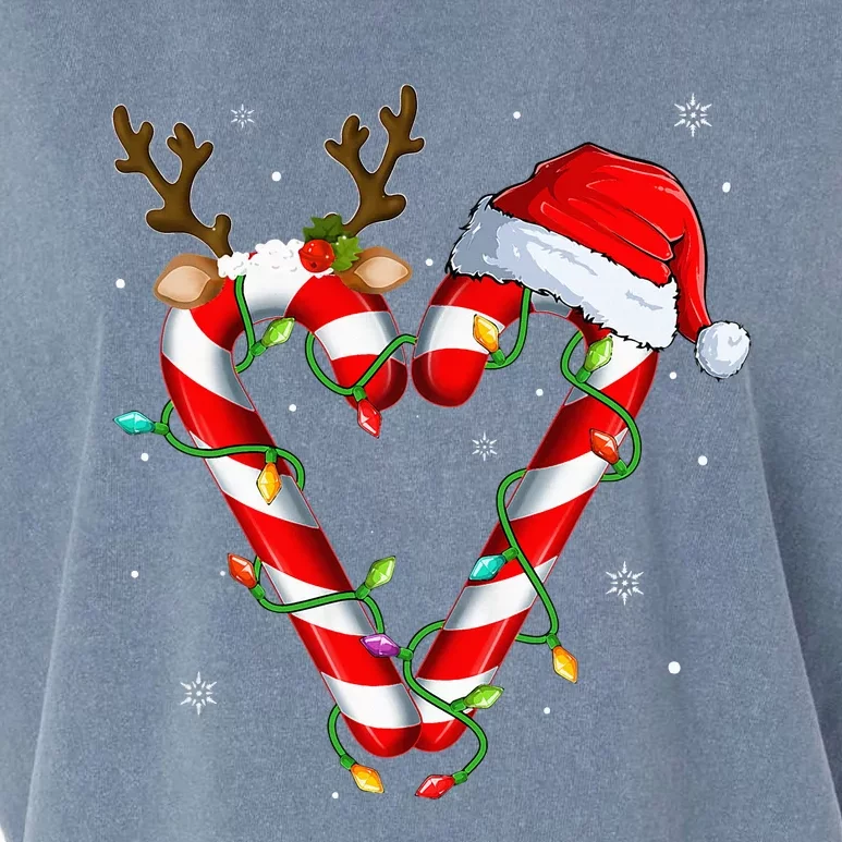 Candy Cane Crew Santa Christmas Lights Xmas Garment-Dyed Women's Muscle Tee