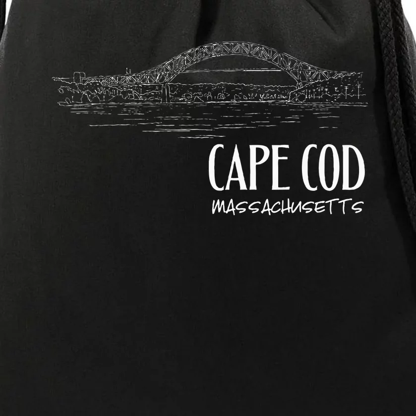 Cape Cod Canal Sagamore Bridge Illustration Art Souvenir Drawstring Bag