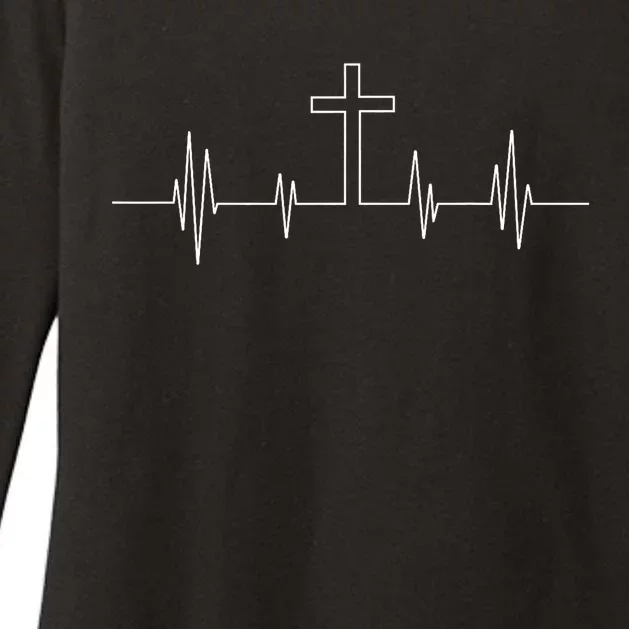 Cool Christian Cross Heartbeat Gifts For Religious Womens CVC Long Sleeve Shirt