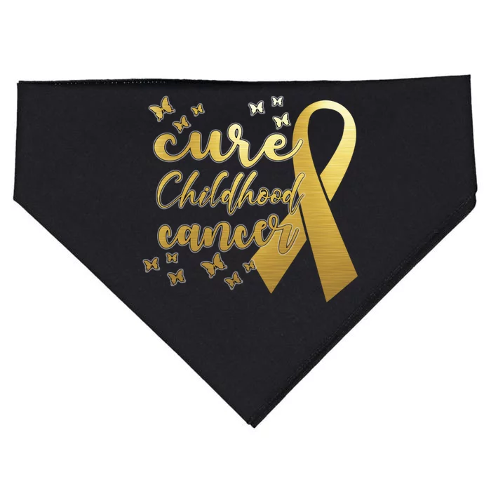 Cure Childhood Cancer Butterflies Ribbon USA-Made Doggie Bandana