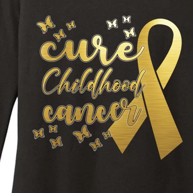 Cure Childhood Cancer Butterflies Ribbon Womens CVC Long Sleeve Shirt