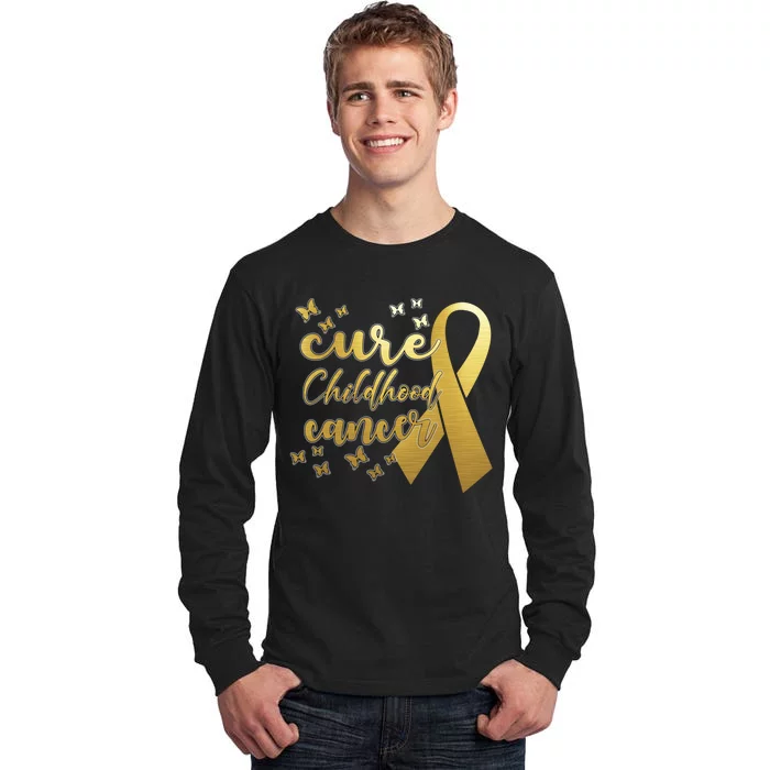 Cure Childhood Cancer Butterflies Ribbon Tall Long Sleeve T-Shirt