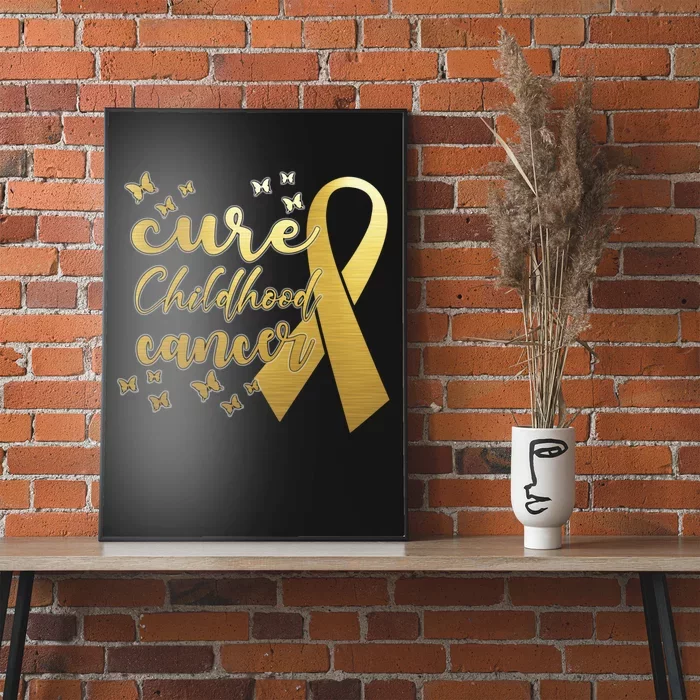 Gold Childhood Cancer Awareness Butterfly, Cancer Ribbon Butterfly Poster  for Sale by manzee