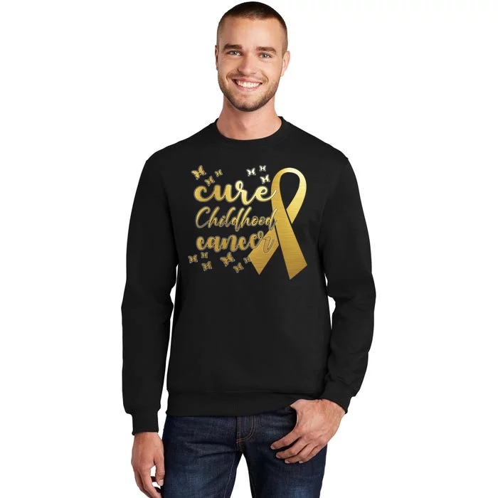 Cure Childhood Cancer Butterflies Ribbon Tall Sweatshirt