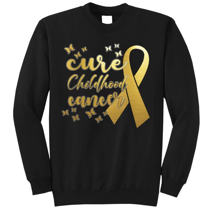 Cure Childhood Cancer Butterflies Ribbon Tall Sweatshirt