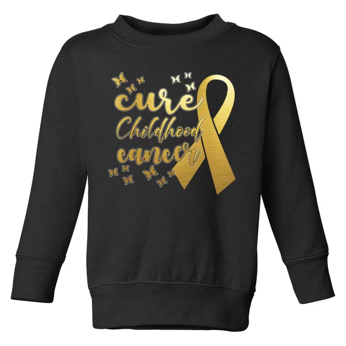 Cure Childhood Cancer Butterflies Ribbon Toddler Sweatshirt