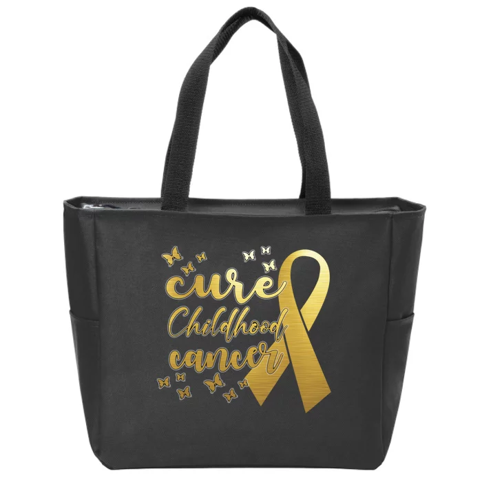 Cure Childhood Cancer Butterflies Ribbon Zip Tote Bag