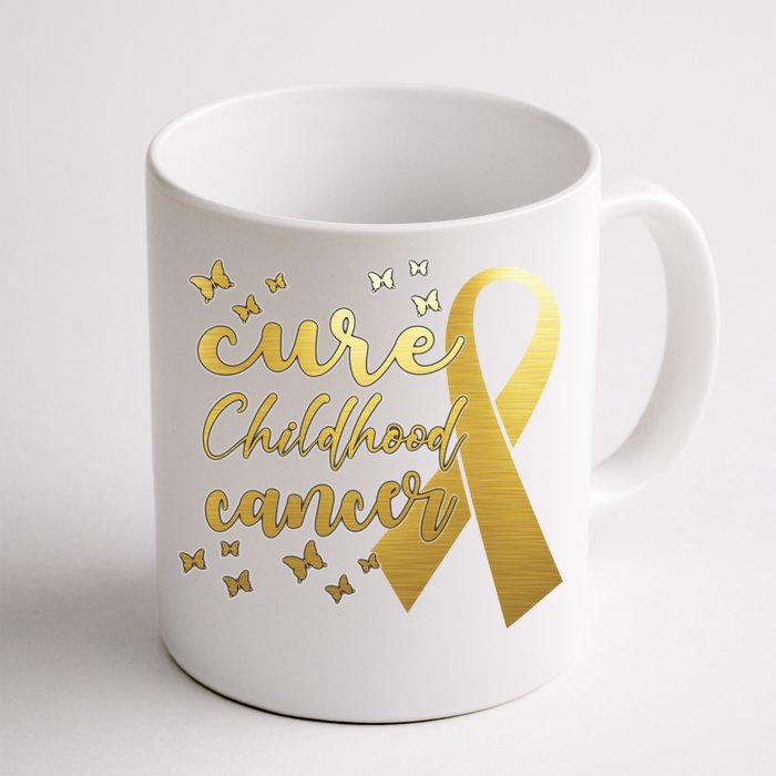 Cure Childhood Cancer Butterflies Ribbon Front & Back Coffee Mug