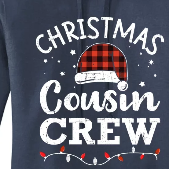 Christmas Cousin Crew With Santa Hat Matching Xmas Pajama Meaningful Gift Women's Pullover Hoodie