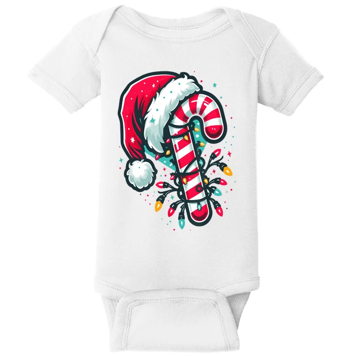 Candy Cane Crew Christmas Lights Family Matching Xmas Baby Bodysuit