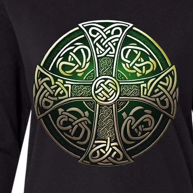 Celtic Cross Womens Cotton Relaxed Long Sleeve T-Shirt