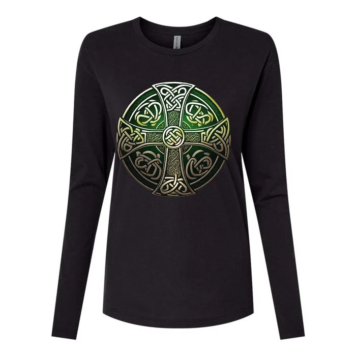 Celtic Cross Womens Cotton Relaxed Long Sleeve T-Shirt