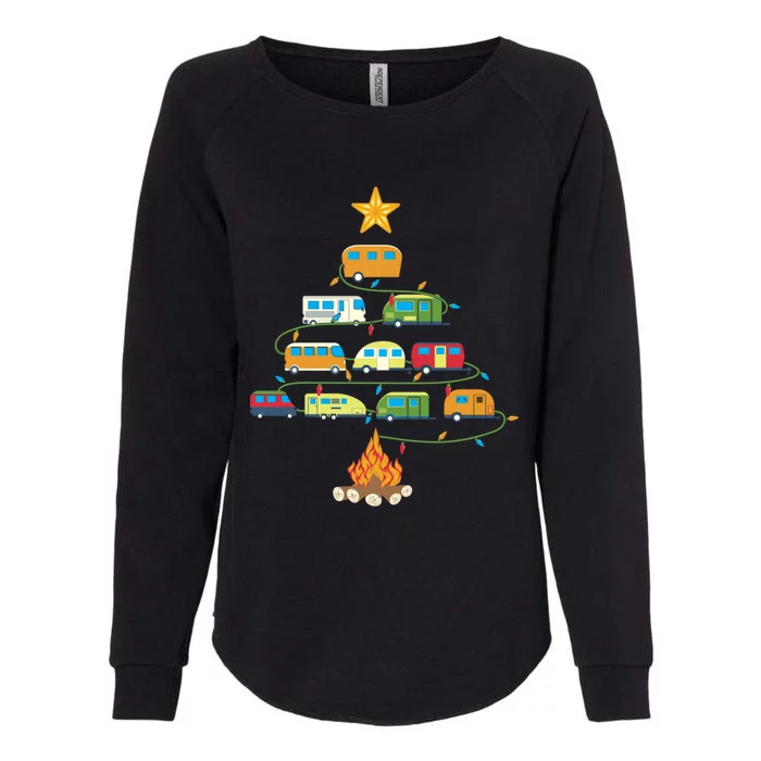 Christmas Camper Camping Crew Road Trip Funny Gift Womens California Wash Sweatshirt