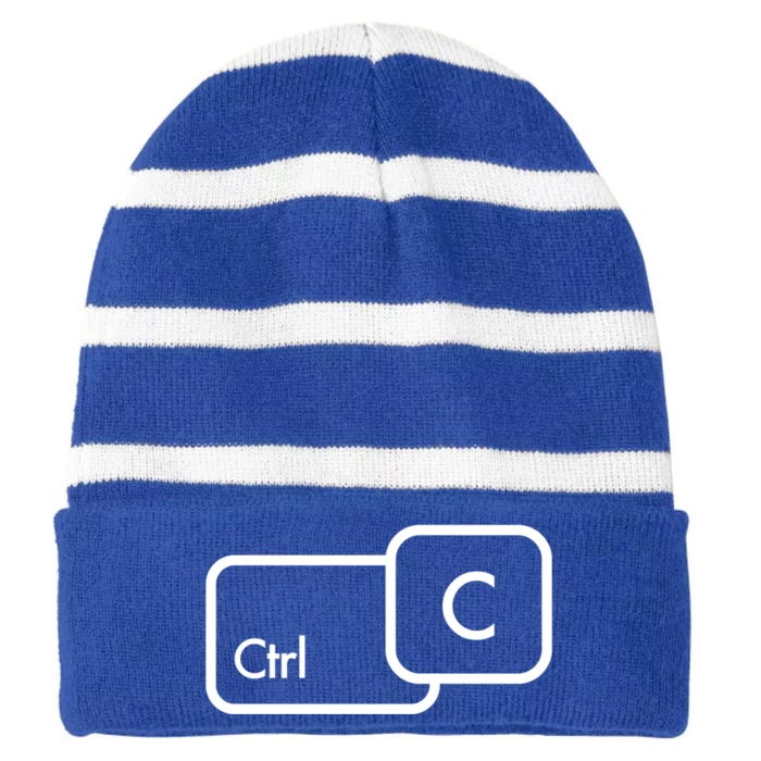 Ctrl C Copy Paste Family Matching Gift Striped Beanie with Solid Band