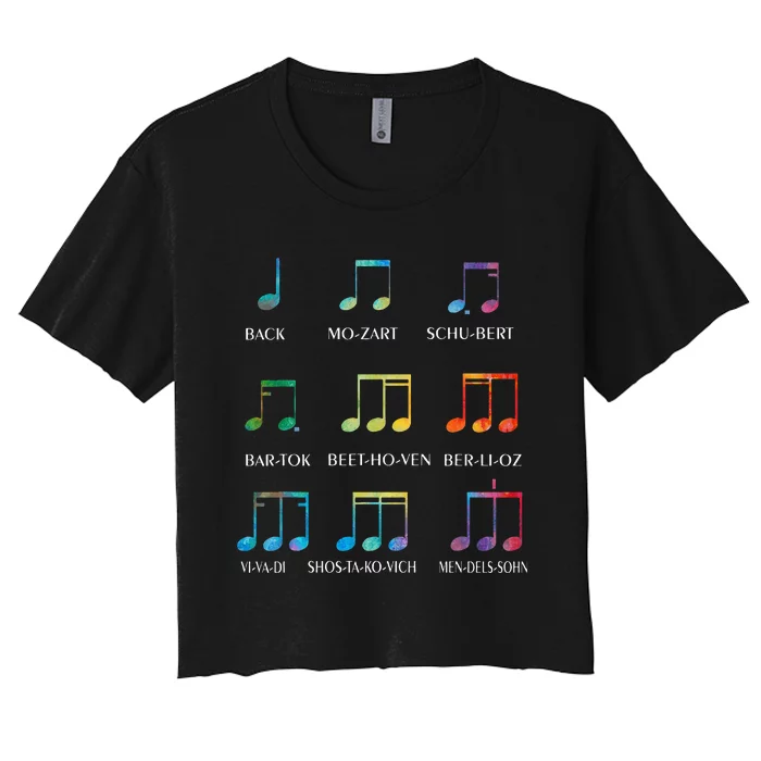 Classic Composers Classical Music Musical Notes Women's Crop Top Tee