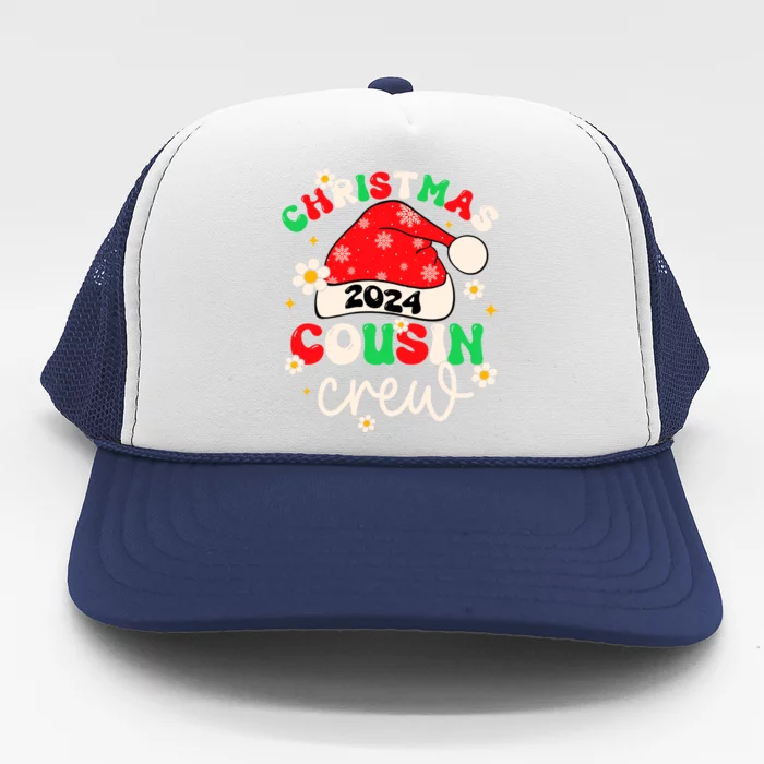 Christmas Cousin Crew 2024 Groovy Santa Hat Xmas Family 2024 Meaningful Gift Trucker Hat