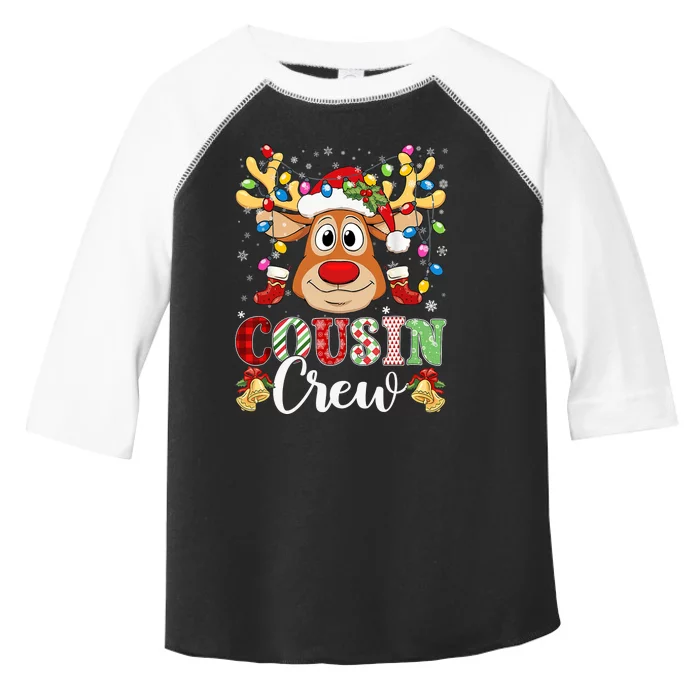 Christmas Cousin Crew Reindeer Santa Hat Lights Teens Toddler Fine Jersey T-Shirt