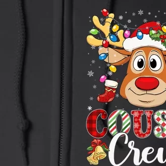 Christmas Cousin Crew Reindeer Santa Hat Lights Teens Full Zip Hoodie