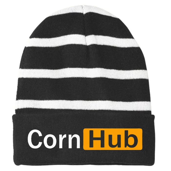 Cornhub Cornhole Cornholer Striped Beanie with Solid Band