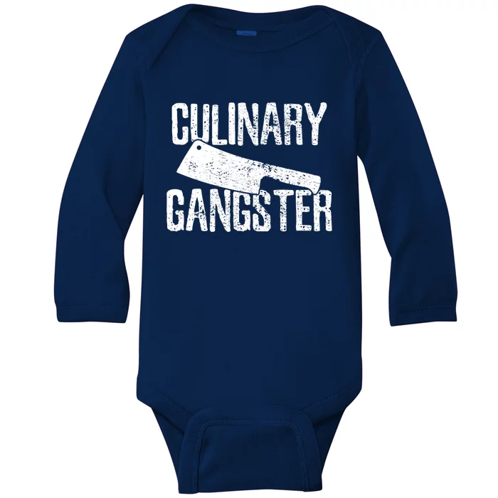 Chef Cook Cooking Culinary Gangster Vintage Gift Baby Long Sleeve Bodysuit