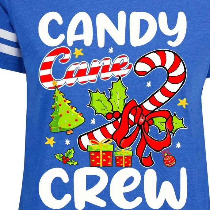 Candy Cane Crew Christmas Candy Cane Party Boys Girls Enza Ladies Jersey Football T-Shirt