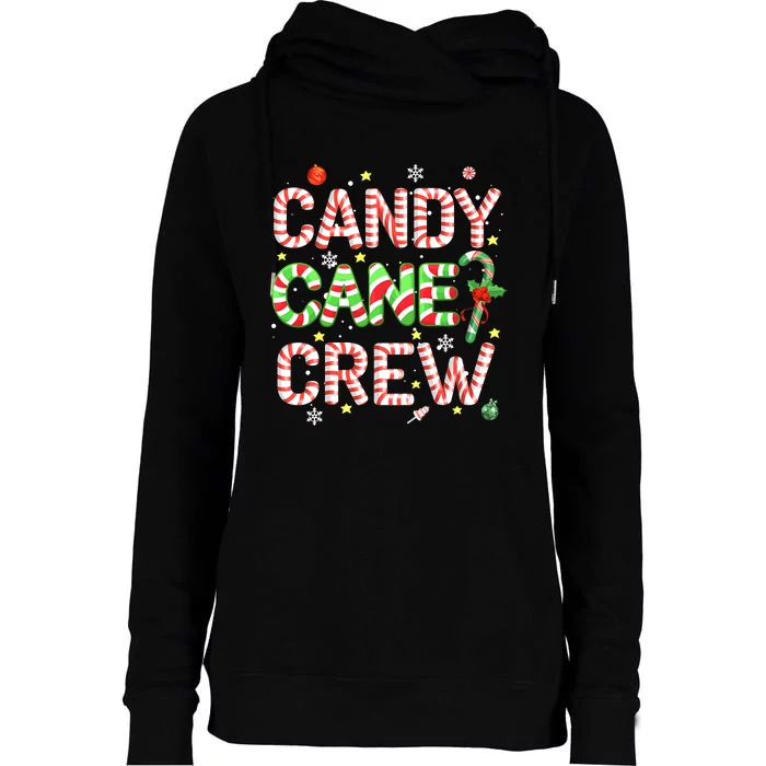 Candy Cane Crew Funny Christmas Candy Lover X-mas Pajamas Womens Funnel Neck Pullover Hood