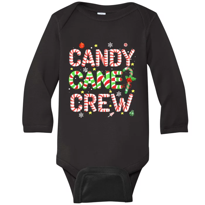 Candy Cane Crew Funny Christmas Candy Lover X-mas Pajamas Baby Long Sleeve Bodysuit