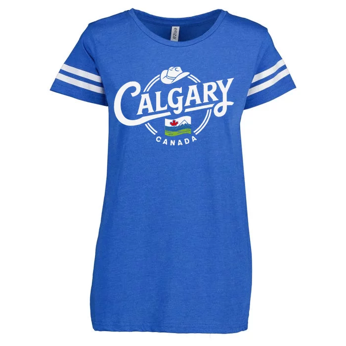 Calgary Canada City Cowboy Hat Scenic Logo Enza Ladies Jersey Football T-Shirt