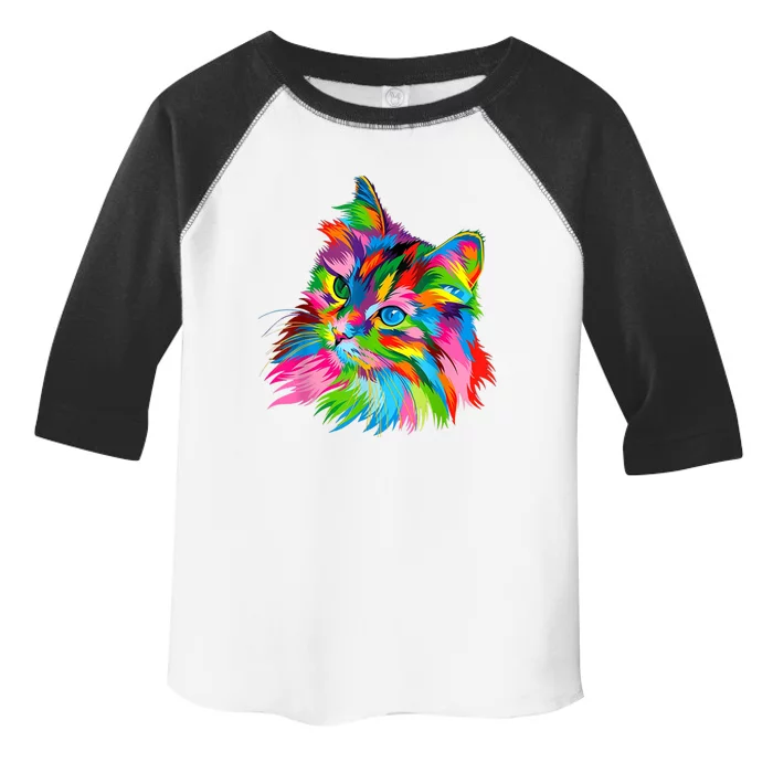 Cute Colorful Cat Painting Toddler Fine Jersey T-Shirt