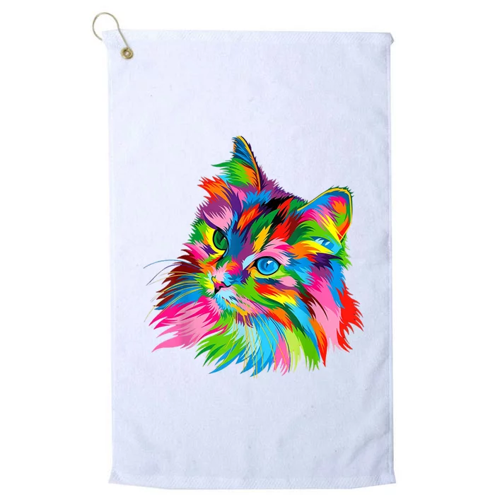 Cute Colorful Cat Painting Platinum Collection Golf Towel