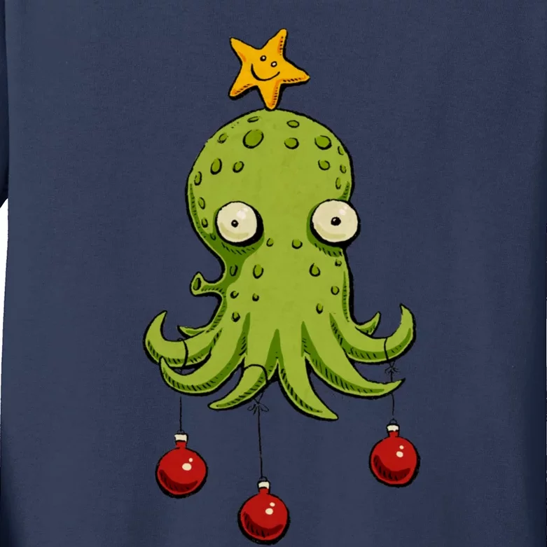 Christmas Cephalopod Kids Long Sleeve Shirt