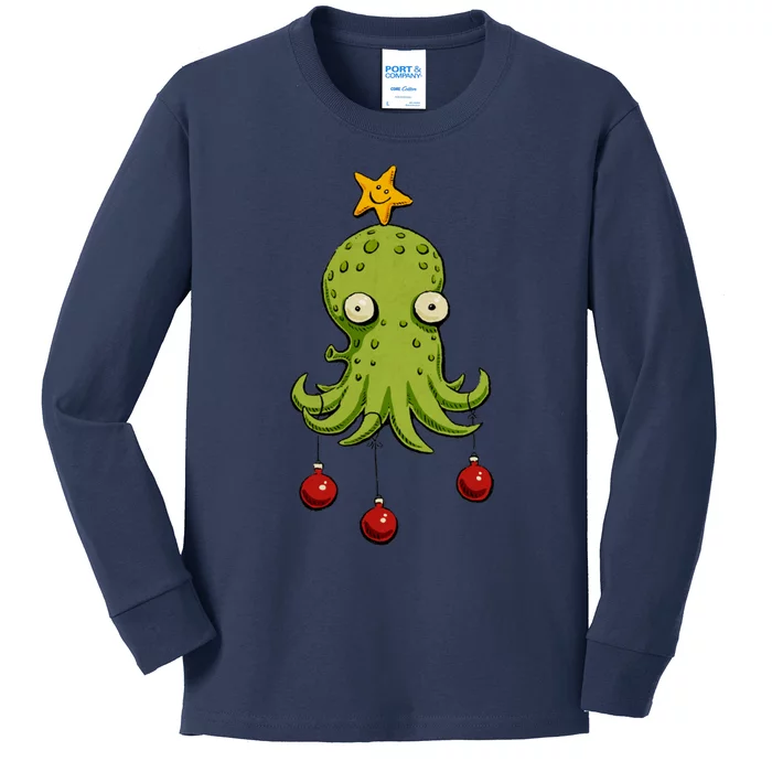 Christmas Cephalopod Kids Long Sleeve Shirt