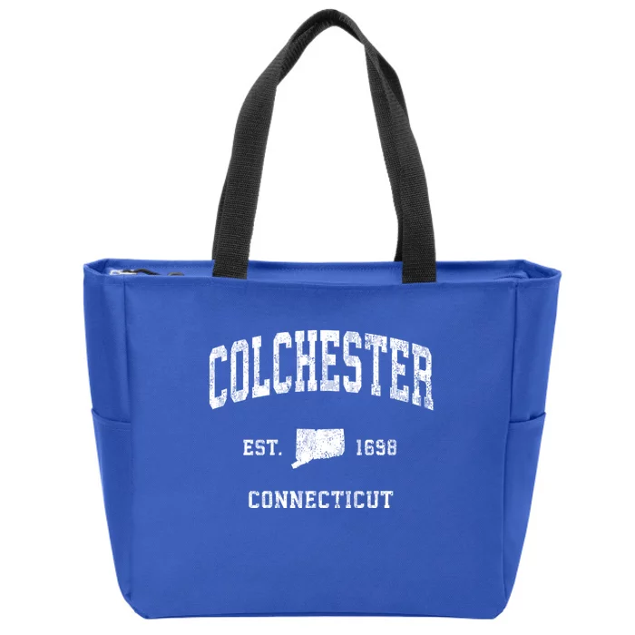 Colchester Connecticut Ct Vintage Athletic Zip Tote Bag